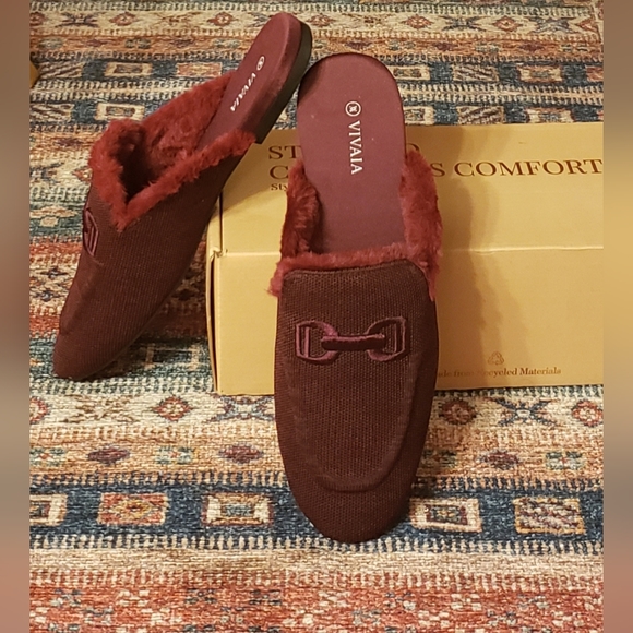 Vivaia Round-Toe Fluffy Patterned Mules - Picture 2 of 5